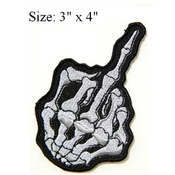 

Skull Middle Finger Hot Rod Motorcycles Rider Lady Biker Jacket T shirt Patch Iron on Embroidered Badge