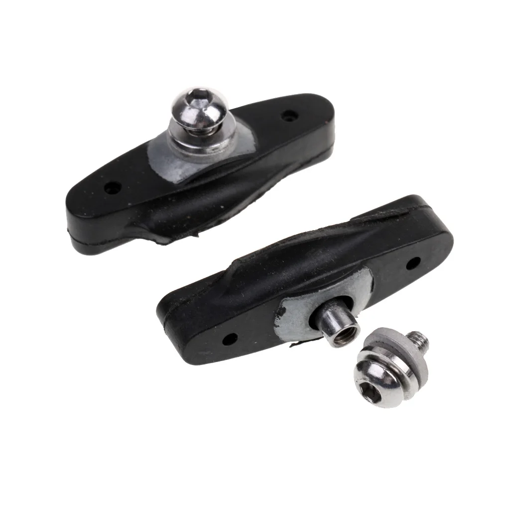 2Pcs Black Brake Pads Blocks Holder Shoes Road Racer Bike Bicycle Rubber Block 52mm