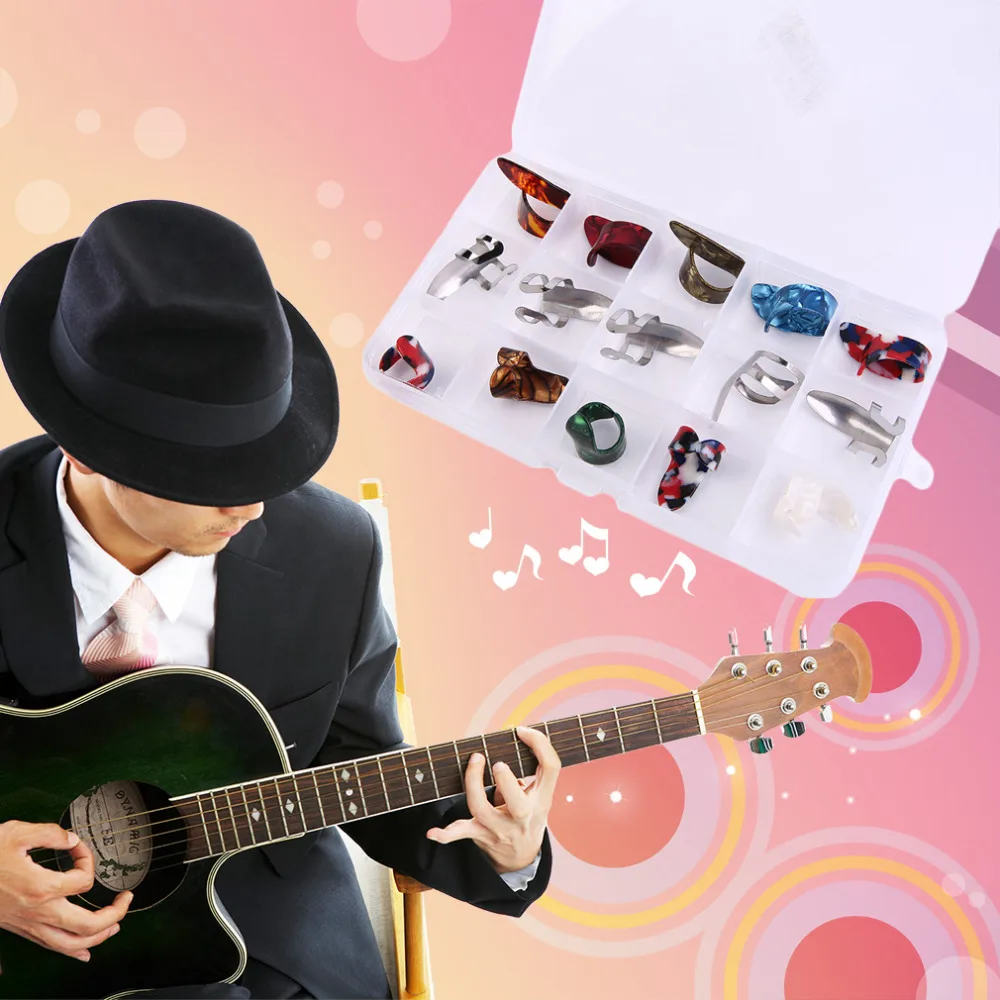 

15Pcs Practical Learner Metal Guitar Finger Thumb Durable Men Women Use Electric Guitar Slider Finger Instrumental Accessory