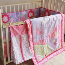 5 шт. дизайн и OEM сервис печать розовая бабочка детская кроватка для маленьких девочек набор