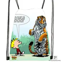 Пользовательские calvin-and-hobbes-12@ 01-походная сумка на шнурке милый рюкзак для детей(черная спинка) 31x40 см#180611-03-120
