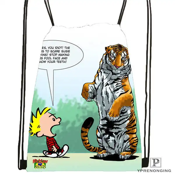 

Custom calvin-and-hobbes-12 @01-Drawstring Backpack Bag Cute Daypack Kids Satchel (Black Back) 31x40cm#180611-03-120