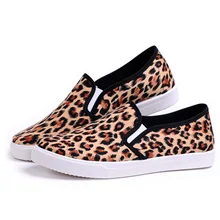 Women’s Fashion Leopard Print Canvas Shoes Summer Breathable Slip on Loafers Flats Comfort Casual Leisure Shoes for Ladies