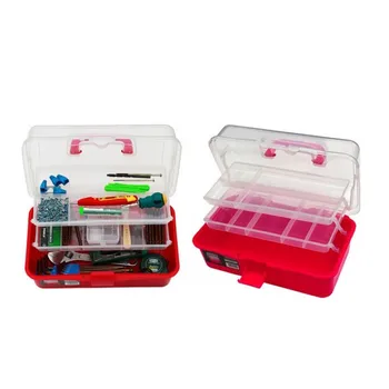 

13 inch transparent three-layer toolbox art art toolbox transparent plastic storage portable portable tool box