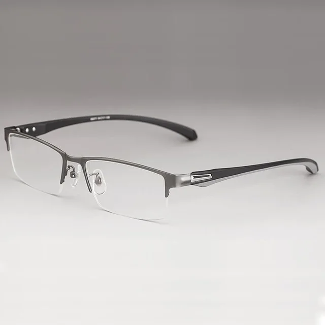 Деловые мужские очки из титанового сплава, оправа с гибкими Tr-90, очки для мужчин, очки с IP гальваническим покрытием, дужки - Цвет оправы: C1 Gray