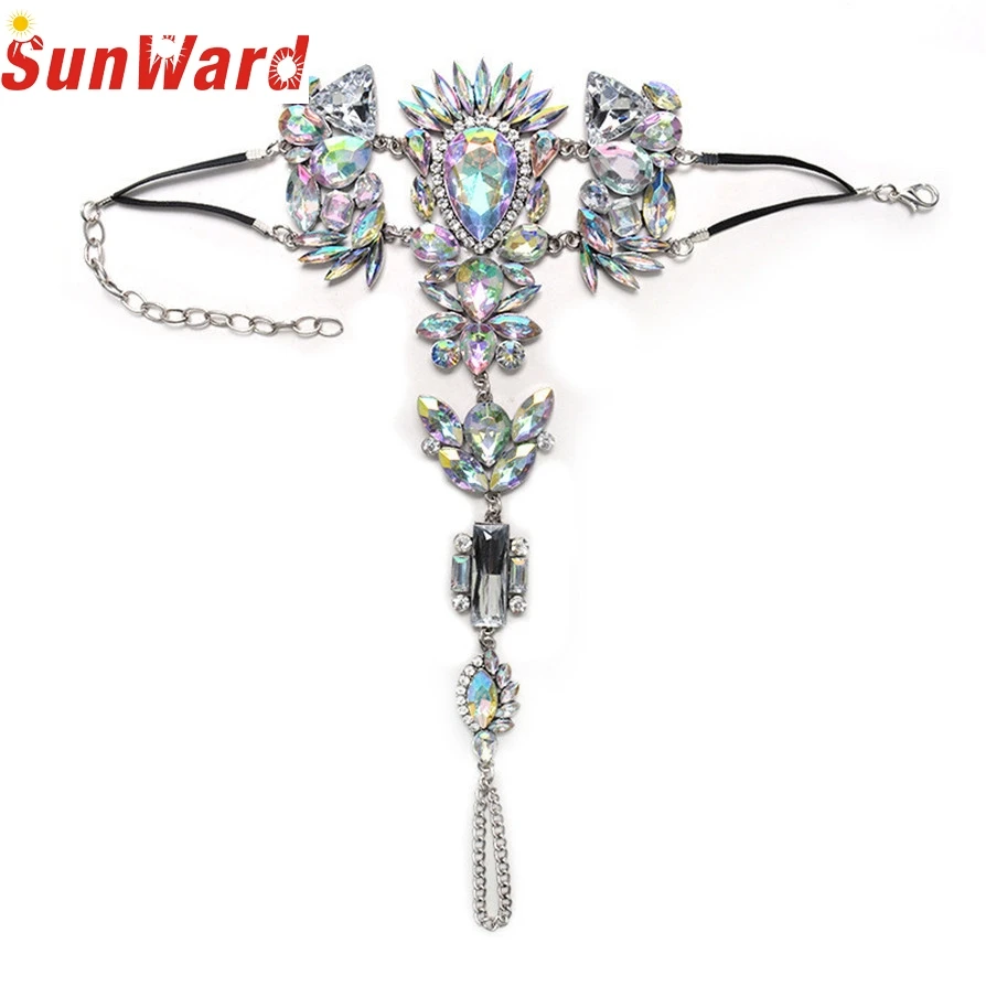 

Bracelets on the feet 4 color Anklets 2017 Hot Crystal Rhinestones Gem Flower Pendant Ankle Barefoot Sandal Foot Jewelry pesca