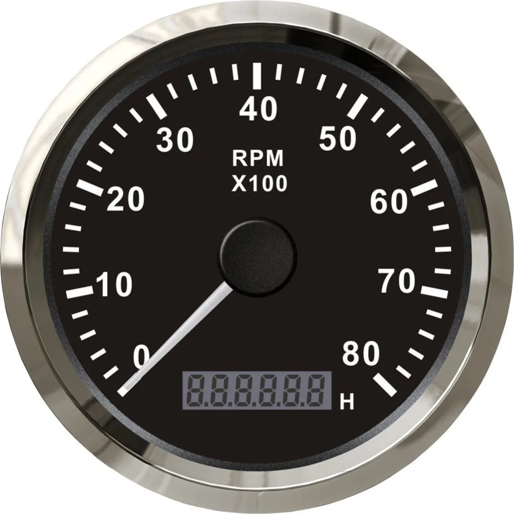 

1pc tachometers 0-8000RPM revolution meters 12v/24v waterproof rev counters with hourmeter for boat automobile tuning