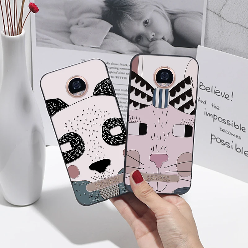 

Luxury Cute Cat Soft Phone Cases For Motolora Moto Z Play / Z Force XT1635 Silicone Back Cover Capa For Motolora Moto Z2 Play