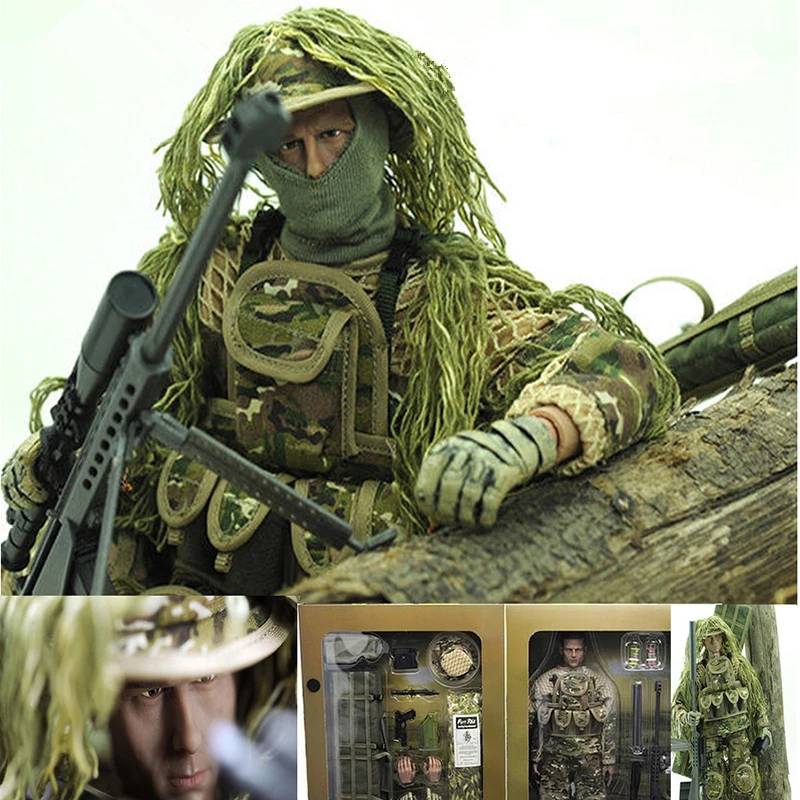 

30cm Height 1/6 Military scale Set doll super flexible 12"action figure doll Jungle Sniper Soldier Plastic Model Toys