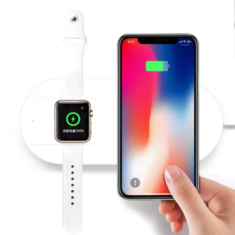 2 в 1 Qi Беспроводное зарядное устройство для iPhone XS Max XR X 8 Plus для Apple Watch 2 3 4 10 Вт Быстрая зарядка для samsung S9 S8 Note 9 8 - Тип штекера: White Pad