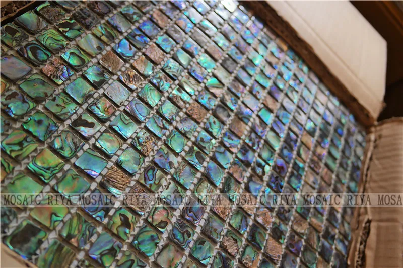 Free Shipping RIYA 15mm abalone paua sea shell natural color shell mosaic tile for interior house decoration wall tile 11pcs/lot