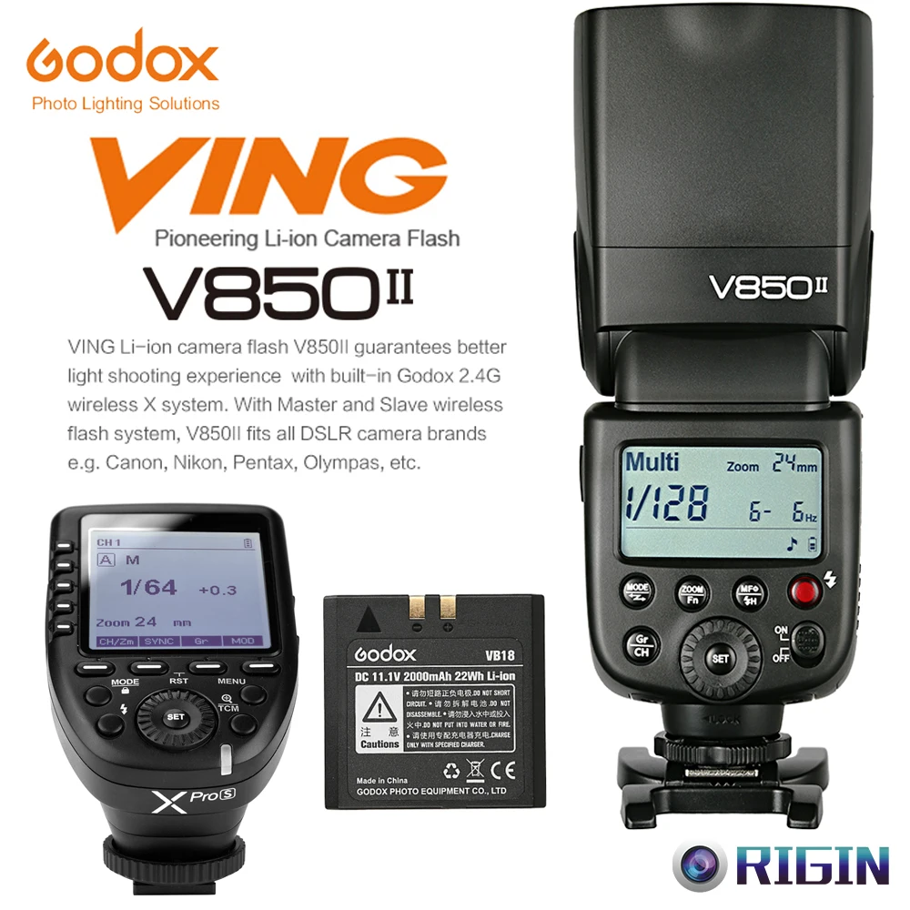

Godox V850II GN60 HSS 1/8000s Speedlite 2.4G Wireless X System With lithium battery+Xpro-S Transmitter Kit For Sony