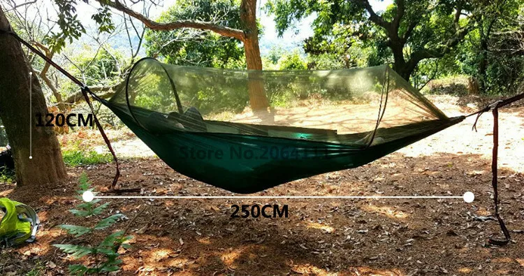 Outdoors Fast Easy Setup Hammock With Mosquito Net Tree Tent Portable Polyester Mesh Durable Portable Lightweight Army Green