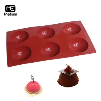 

Meibum 6 Cavity Hemisphere Silicone Mold Handmade Mousse Dessert Cake Mould Chocolate Sponge Pastry Modle Baking Bakeware