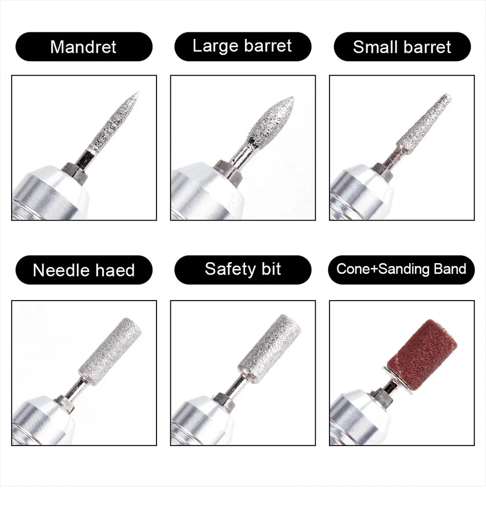 35000 об/мин, 25 Вт, Электрический маникюрный набор, фрезы для ногтей, фрезы, фрезы для педикюра, алмазные фрезы, пилки для ногтей, инструмент для полировки