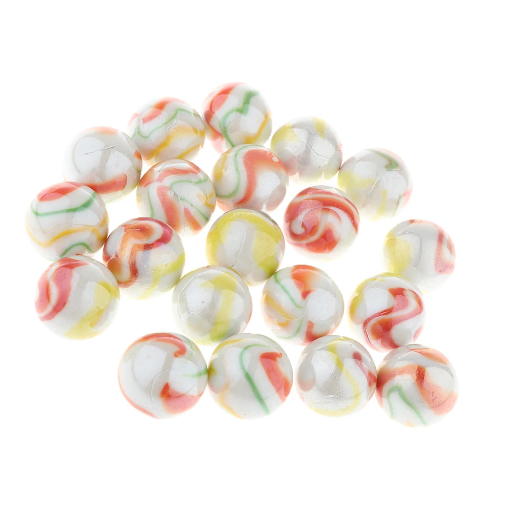 20pcs 25mm Floral Stripes Glass Bead Marbles Ball Run Stress Swirl Toy Decor