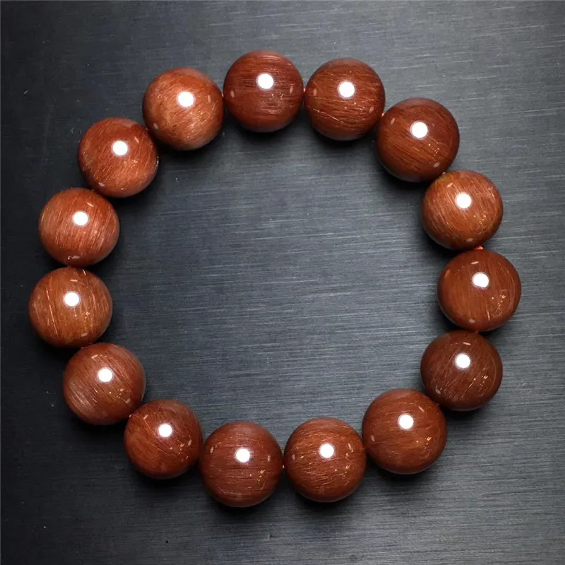 

14.5mm Natural Red Hair Rutilated Quartz Bracelet Round Beads Women Men Active Energy Business Stone Gift Crsytal Bracelets