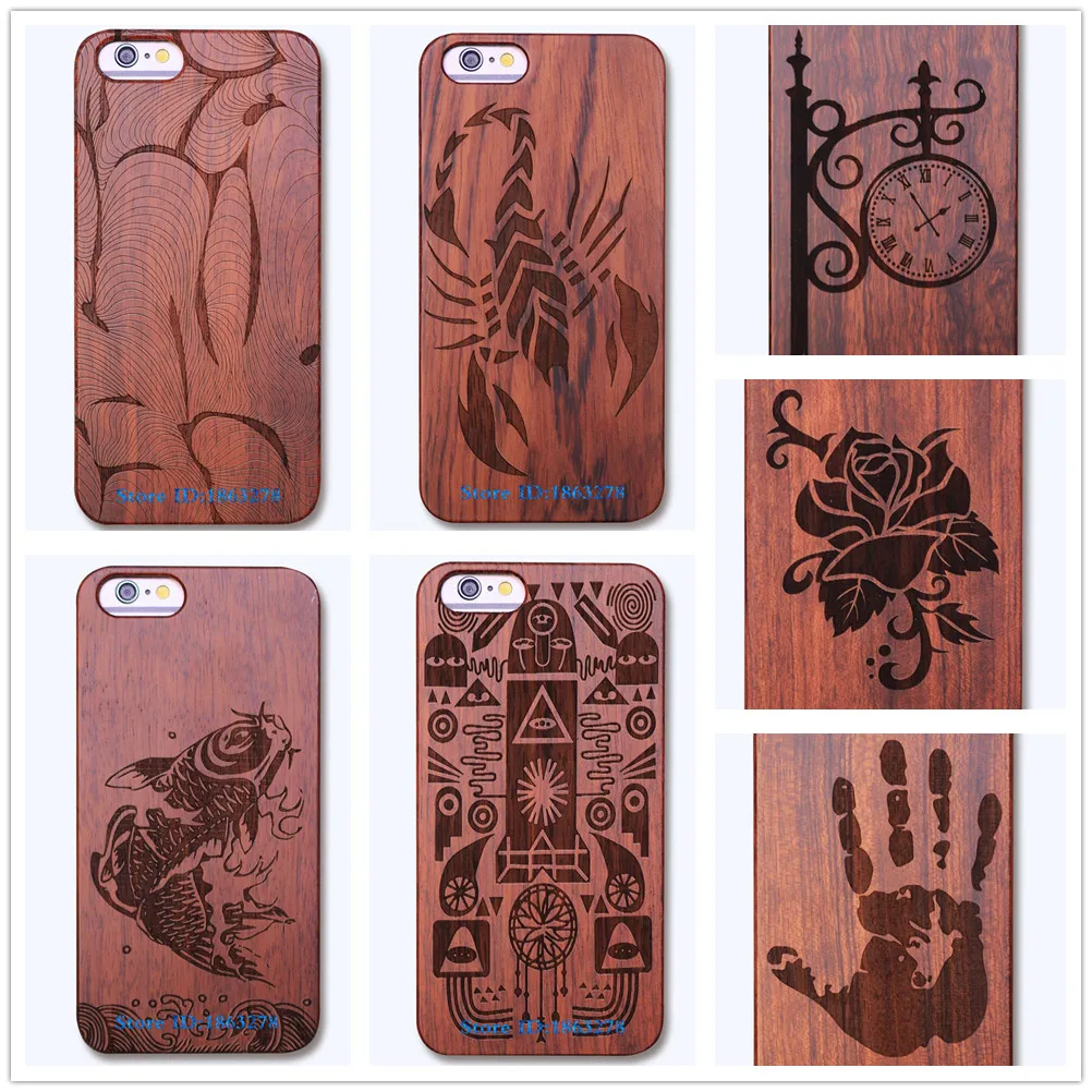 New Scorpion Abstract Totem Carp Roses Wood Shockproof