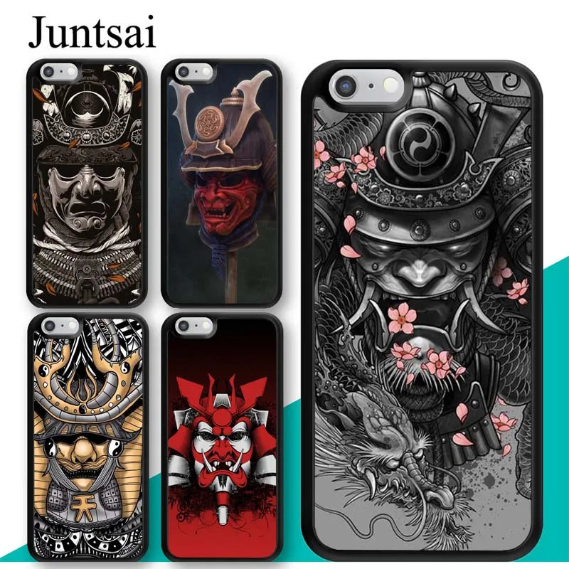 

Juntsai Samurai Japanese Warrior Mask Helmet For iPhone 6 6s Case TPU Back Shell For iPhone X XR XS MAX 7 8 Plus 5 5s Cover