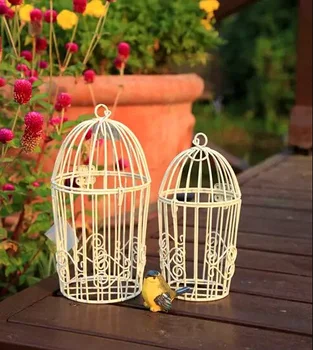 

European Style Decorative Bird Cage Window Ornaments White Photography Props Handing Hotel Wedding Cage