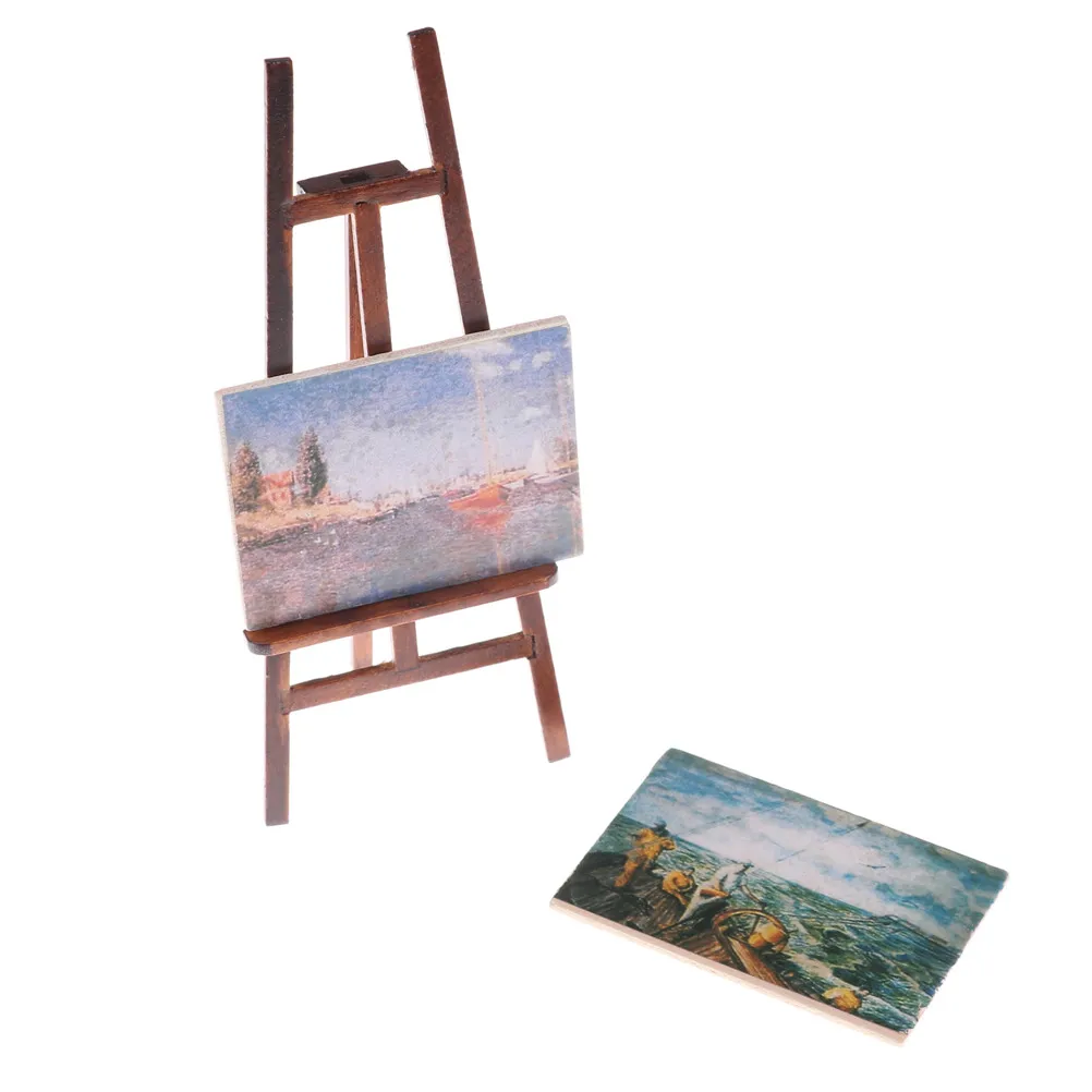 sketch easel 1 set artist easel stand & 2 wood paintings pictures mini artist easel wood wedding table card stand display holder decoration