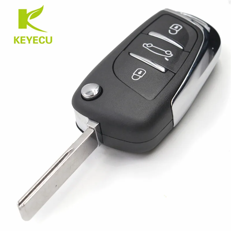 

KEYECU 2PCS Modified Flip Remote Key Fob 3Button 433MHz ID46 for Peugeot Citroen 0536 Models With HU83 Blade