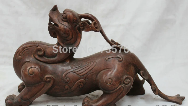 

001535 12" Lucky China Chinese Fengshui Bronze Animal Pi XIU Unicorn Beast Statue