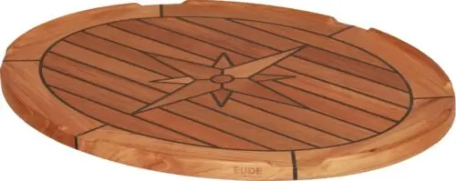 

Marine Boat Yacht Teak Table Top Ellipse Shape with Nautic Star 2 Sizes
