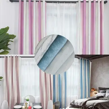 

TPFOCUS 1PC Punching Style Color Stripes Printing Shade Curtains for Living Room Bedroom Home Decor