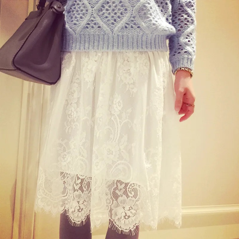 

girls skirts white black lace children teenage 12 years old summer spring 2017