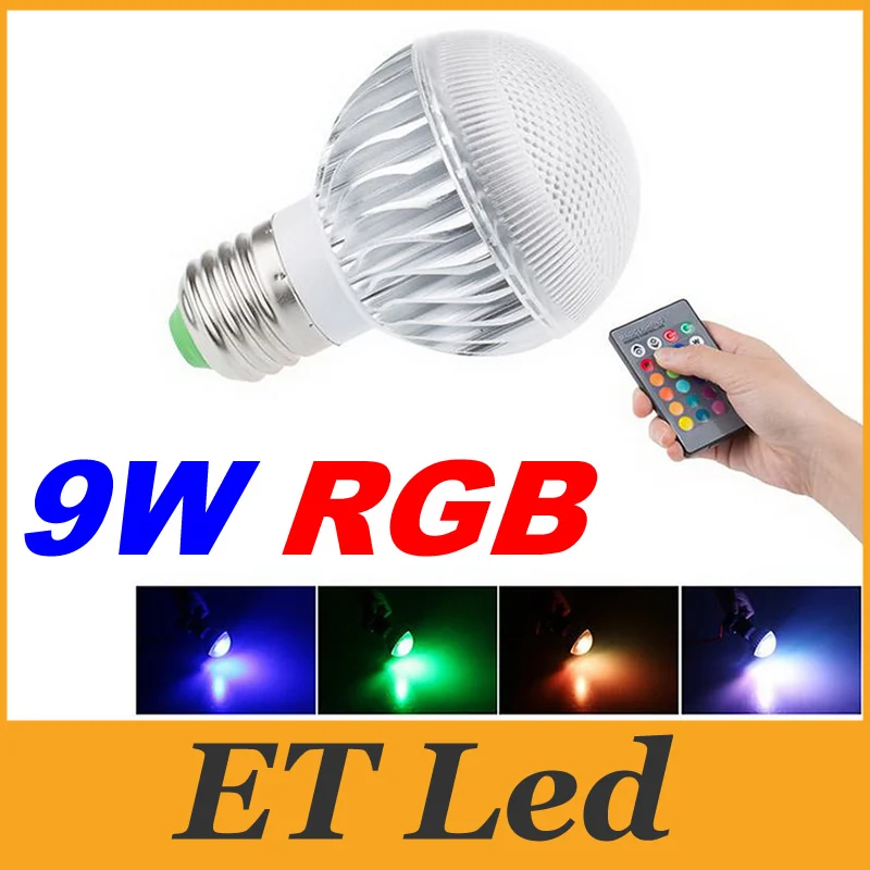 Wholesale RGB Led Bulbs Light High Brightness 9W E27 E14 B22 GU10 Led Lamp AC 85 265V Memory