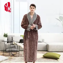 Мужское повседневное кимоно, халат, Осень-зима, фланелевый длинный халат, Толстая теплая Пижама, длинный рукав, ночная рубашка, мужская повседневная домашняя одежда