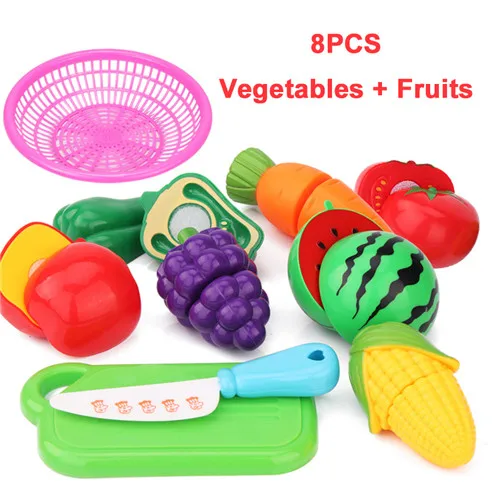 DIY Pretend Play Kitchen Set Toy Simulation Vegetable Fruit Food Model Educational Cognition Toys Gifts For Children Kids Girl - Цвет: D