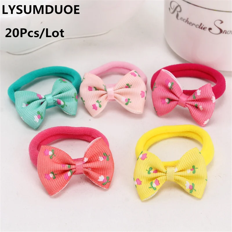 1PC Girls Kids Hair Rope Elastic Bow Rubber Bands Hair Ring Candy Color Cute