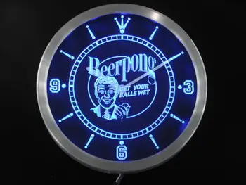 

nc0401 Beer Pong Get your Balls Wet Bar Neon Sign LED Wall Clock