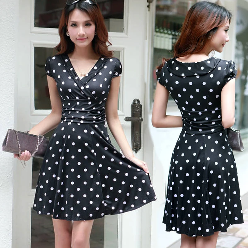 black dress white dots