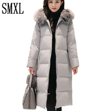 smxl Plush collar New x-long Brand Ladies Winter Warm Coat Women Ultra Light White Duck Down Jacket Women Jackets High Quality