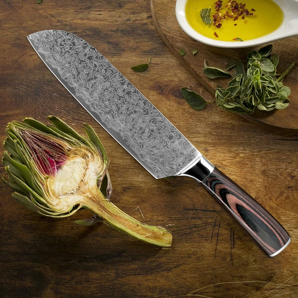 XITUO японский поварской нож 4 шт. наборы имитация дамасской нержавеющей стали кухонные ножи сантоку пилинг нарезки утилита инструмент подарок