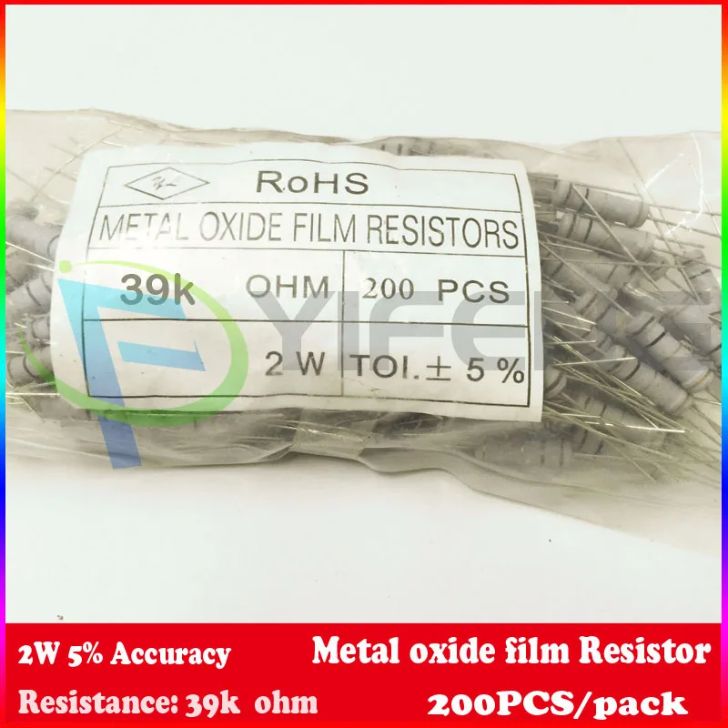 New 200pcs lot 39k Ohm 2W Watt 5 Carbon Film Resistor