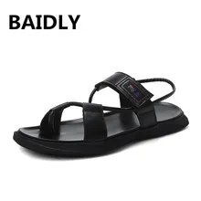 Новые летние мужские сандалии мужские кожаные повседневные туфли мужские пляжные сандалии с открытым носком