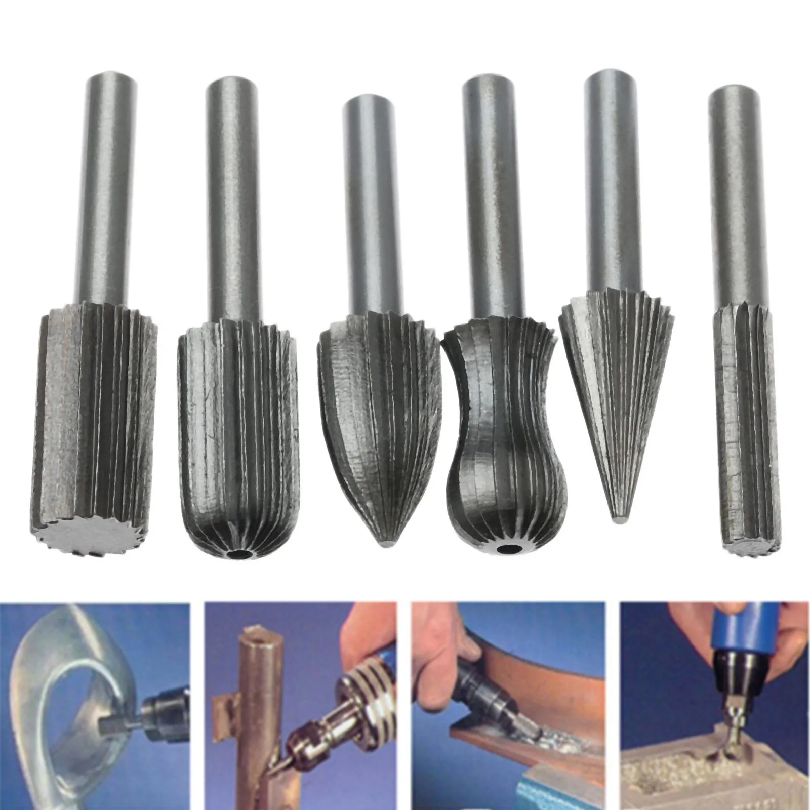 6Pcs Dremel Accessories Carbide Cutter Rotary Burr Set Engraving Bit
