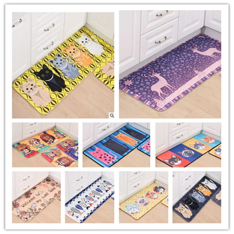 

Cartoon Kitchen Mat Lovely Memory Foam Area Rugs Doormats Bathroom Anti-slip Floor Mat Flannel Rugs Carpets Set for Living Room