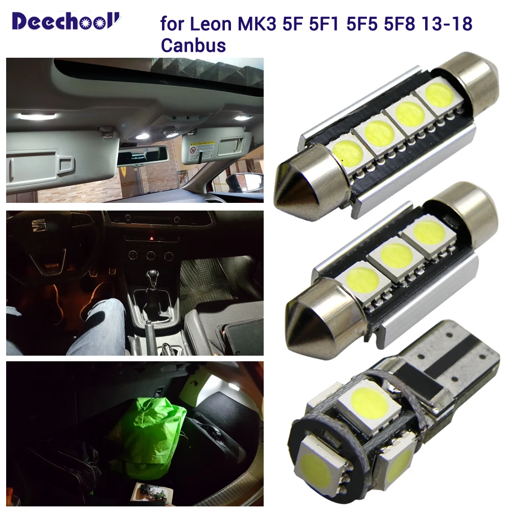 

16pcs X Canbus LED License plate lamp Bulbs + Interior dome map Light Kit for Seat Leon MK3 5F 5F1 5F5 5F8 13-18