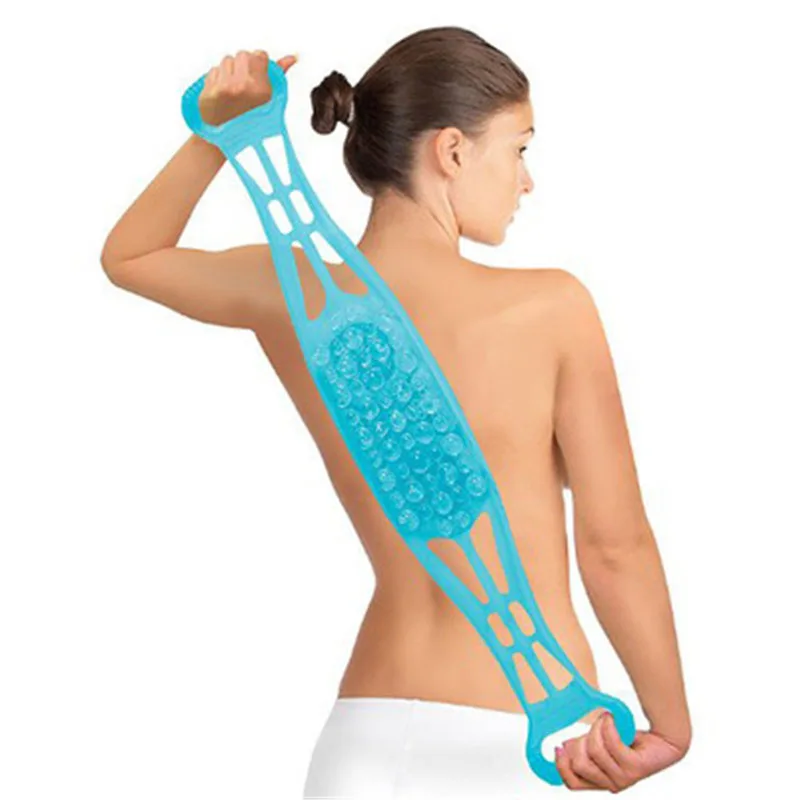

Blue Silicone Dual Sided Back Scrubber Double Chopping Belt Scrubber Body brush Cleaning Tools massage Brush Washer Bath bombs