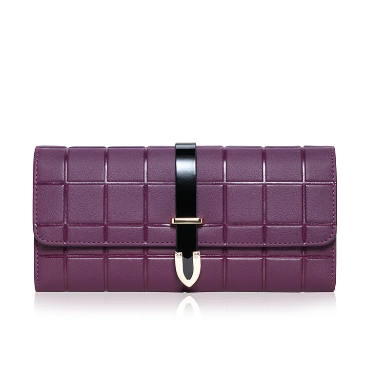 Кевин Юн дизайнерский бренд, модные женские кошельки, длинный спилок, Женский клетчатый кошелек в три сложения - Цвет: purple