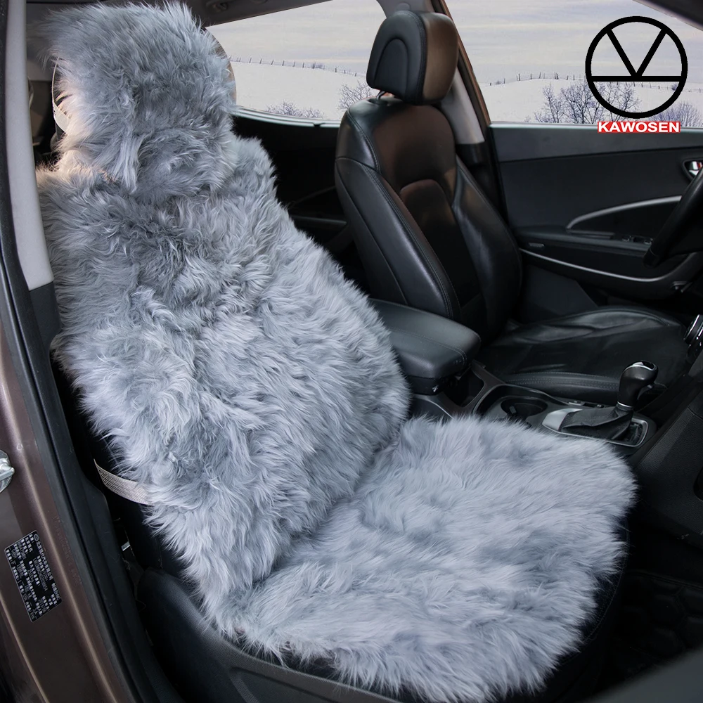 KAWOSEN, натуральный мех, Австралийская овчина, чехлы для автомобильных сидений, универсальная шерстяная подушка для автомобильных сидений, зимний теплый F чехол для сидений SWSC02