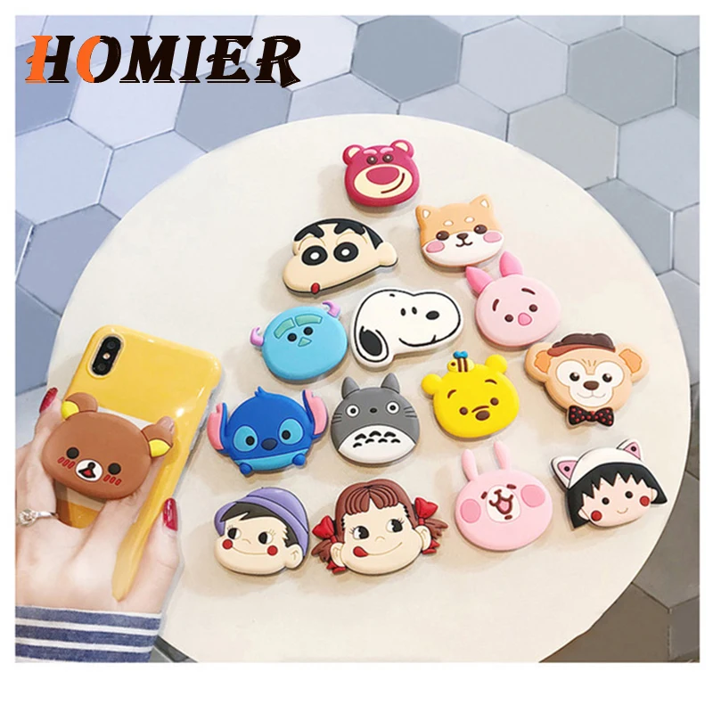 

Universal Pop mobile phone stretch bracket Cute Cartoon Animal Phone Expanding Stand Finger Holder for iphone 6 7 8 plus X XS XR