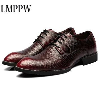 

High-quality Leather Formal Men Business Shoes Classic Oxford Vintage Mens Shoes Crocodile Mens Dress Shoes Luxury Men Flat 2.5a