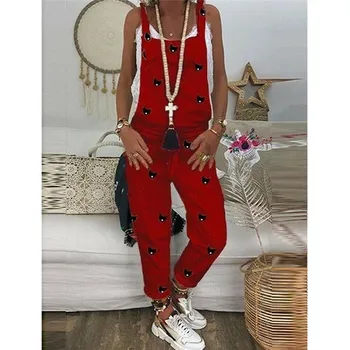 

hirigin new fashion Women Summer Long Holiday Jumpsuits Ladies casual Loose rompers female Overalls printed trousers