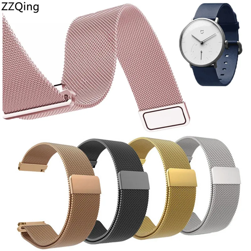 

For Xiaomi Mijia Quartz Watch strap Sport Watch replace Milanese Stainless steel wristband band GPS 20mm watchbands ZZQing